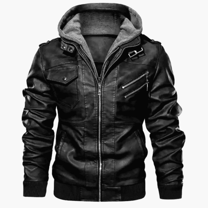 Herren-Kapuzenjacke aus Kunstleder