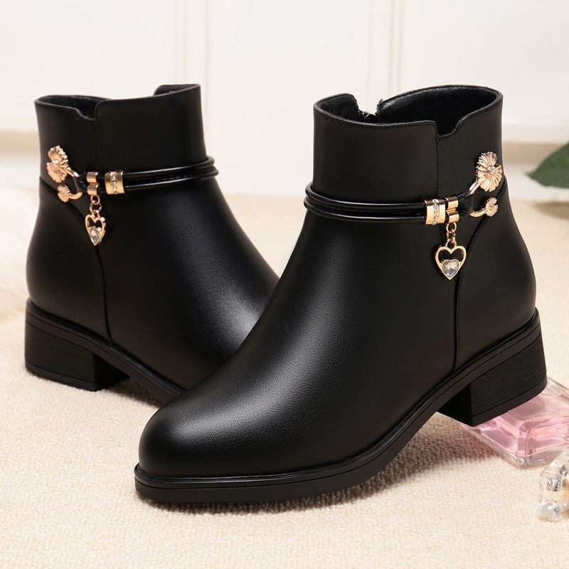 Schwarze PU-Ankle-Boots mit Absatz