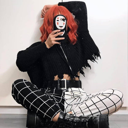Gothic-Hose für Damen, schwarz-weiß