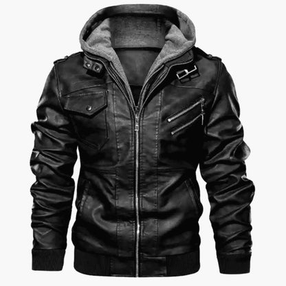 Herren-Kapuzenjacke aus Kunstleder