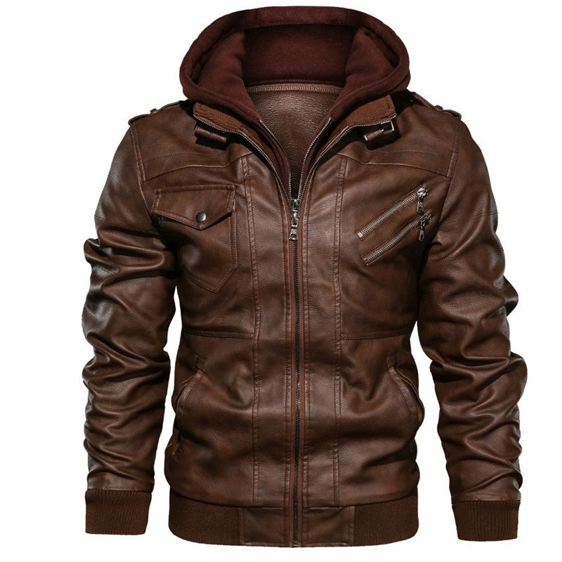 Herren-Kapuzenjacke aus Kunstleder
