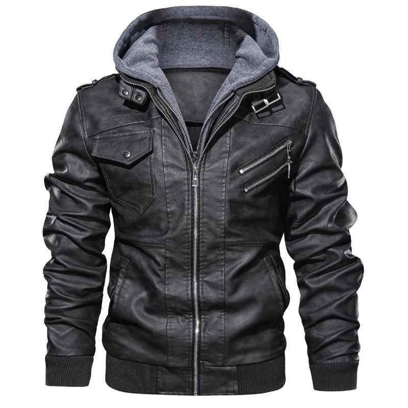 Herren-Kapuzenjacke aus Kunstleder