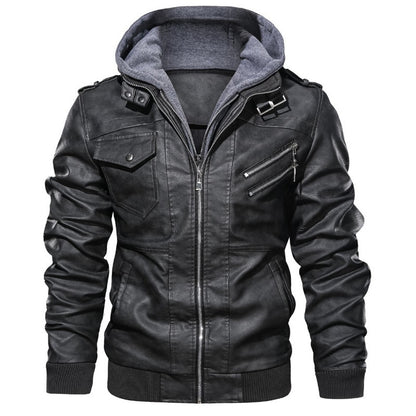 Herren-Kapuzenjacke aus Kunstleder