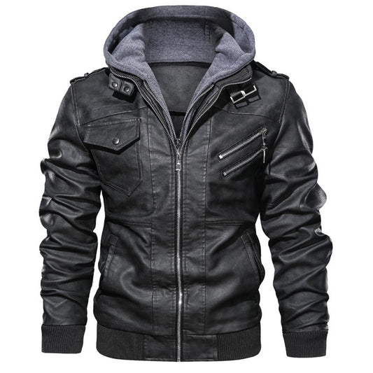 Herren-Kapuzenjacke aus Kunstleder
