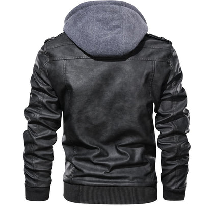 Herren-Kapuzenjacke aus Kunstleder