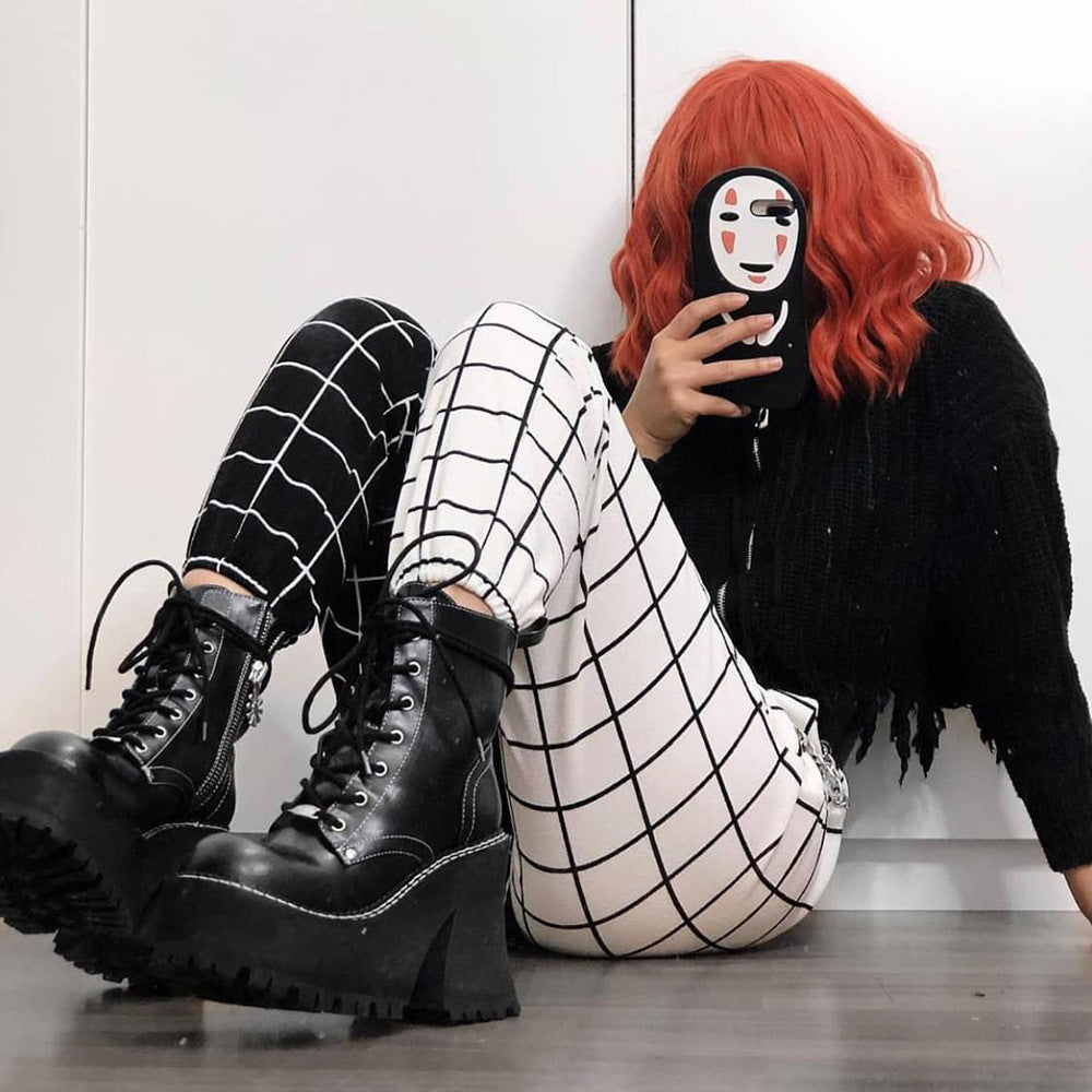 Gothic-Hose für Damen, schwarz-weiß
