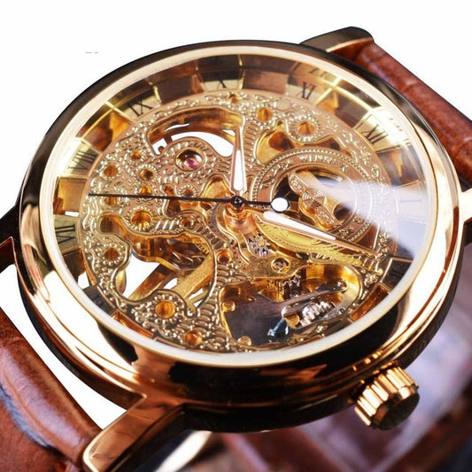 Skelett-Herrenuhr mit Kunstlederarmband
