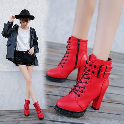 Retro-Ankle-Boots mit hohem Absatz