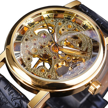 Skelett-Herrenuhr mit Kunstlederarmband