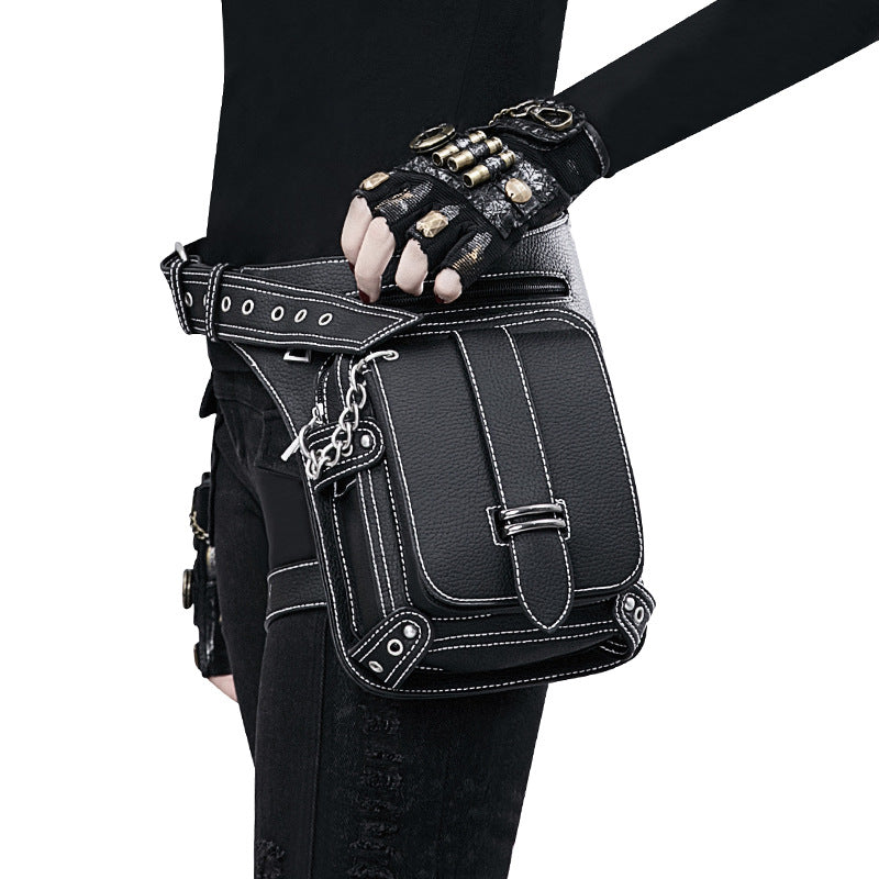 schwarze Steampunk-Umhängetasche