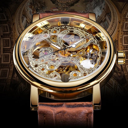 Skelett-Herrenuhr mit Kunstlederarmband