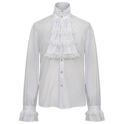 Weißes Herrenhemd mit Jabot