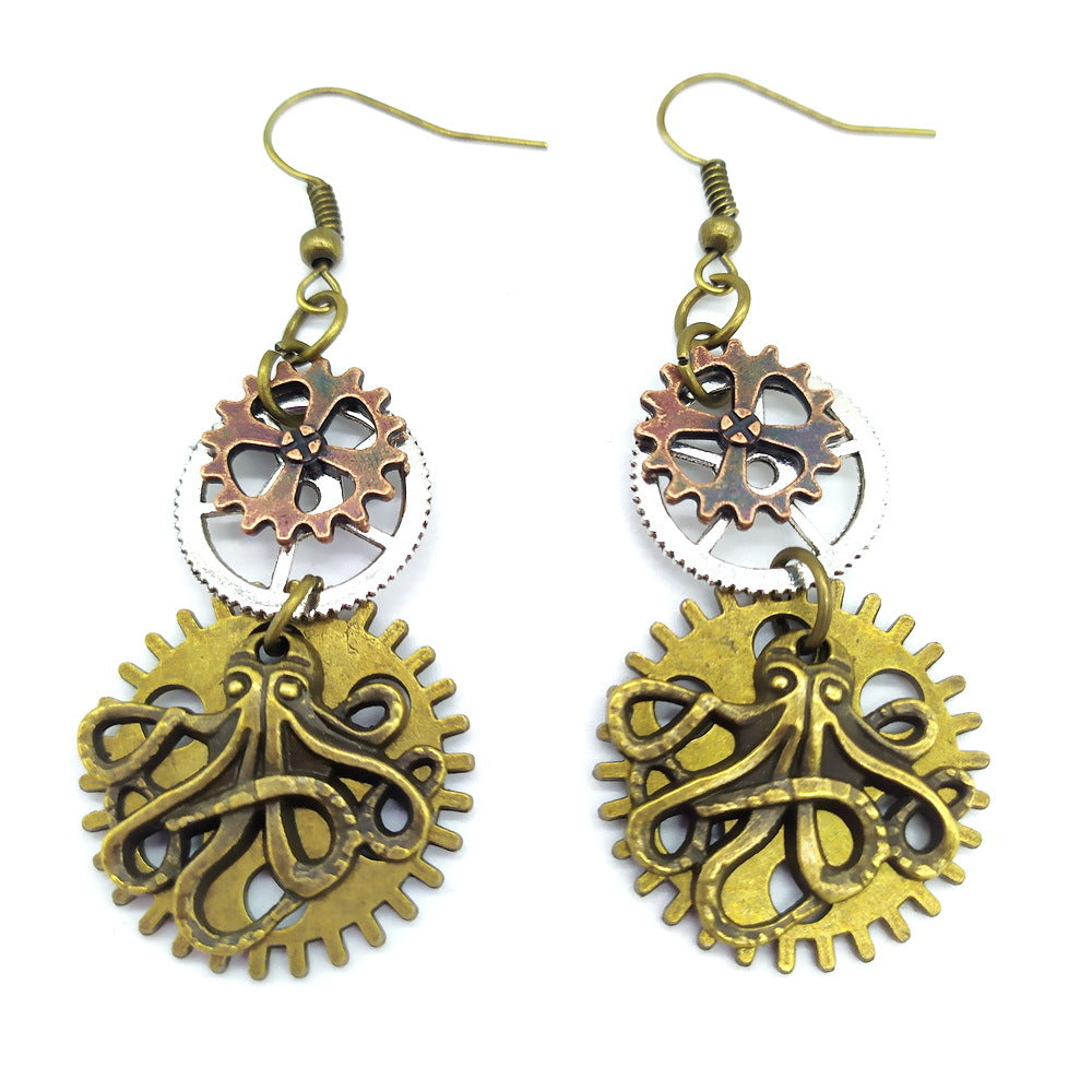 Steampunk-Oktopus-Ohrringe