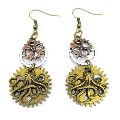 Steampunk-Oktopus-Ohrringe