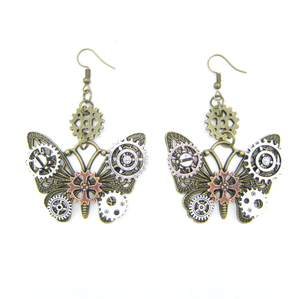 Steampunk-Schmetterlingsohrringe