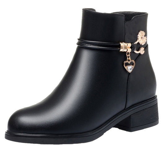 Schwarze PU-Ankle-Boots mit Absatz