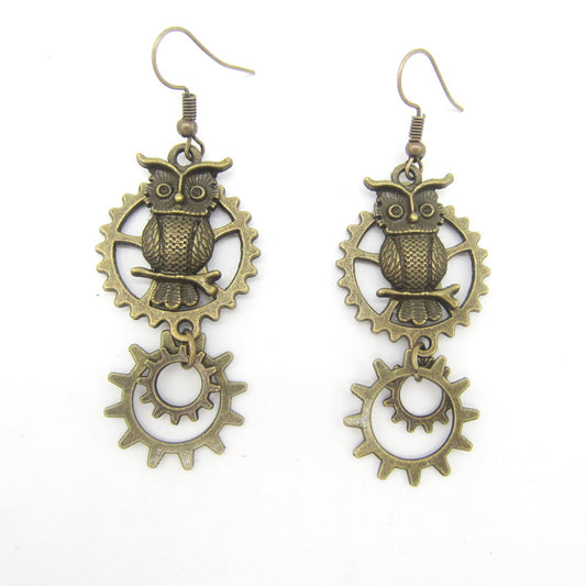 Steampunk-Eulenohrringe
