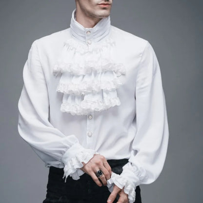 Weißes Herrenhemd mit Jabot
