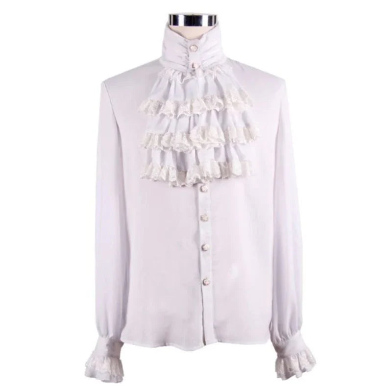 Weißes Herrenhemd mit Jabot