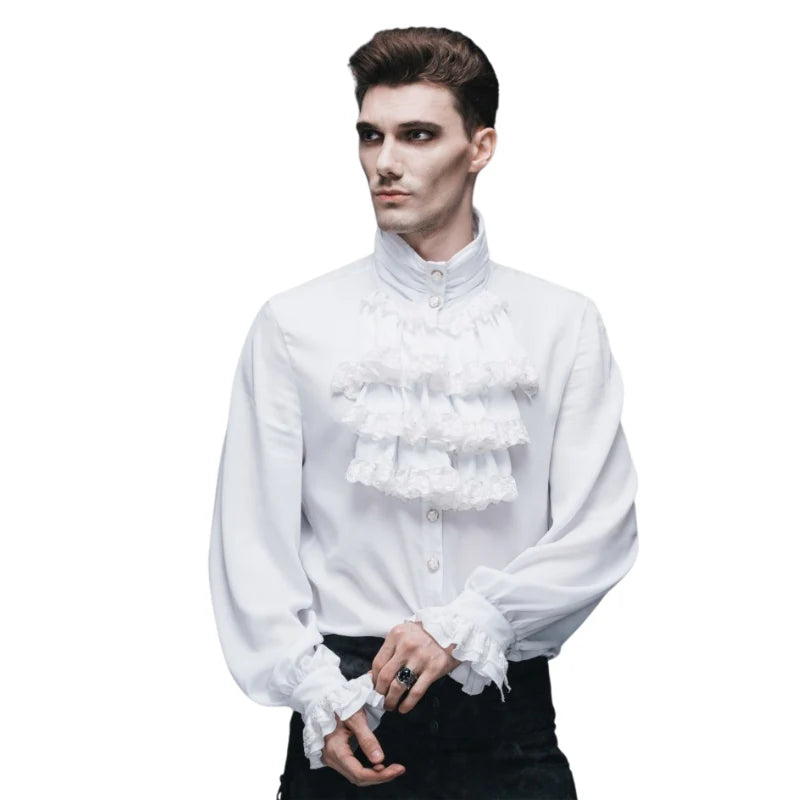 Weißes Herrenhemd mit Jabot