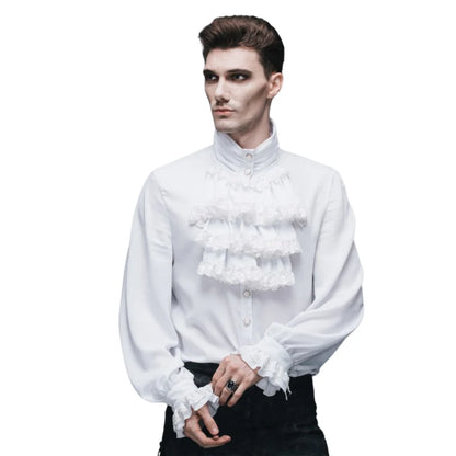 Weißes Herrenhemd mit Jabot