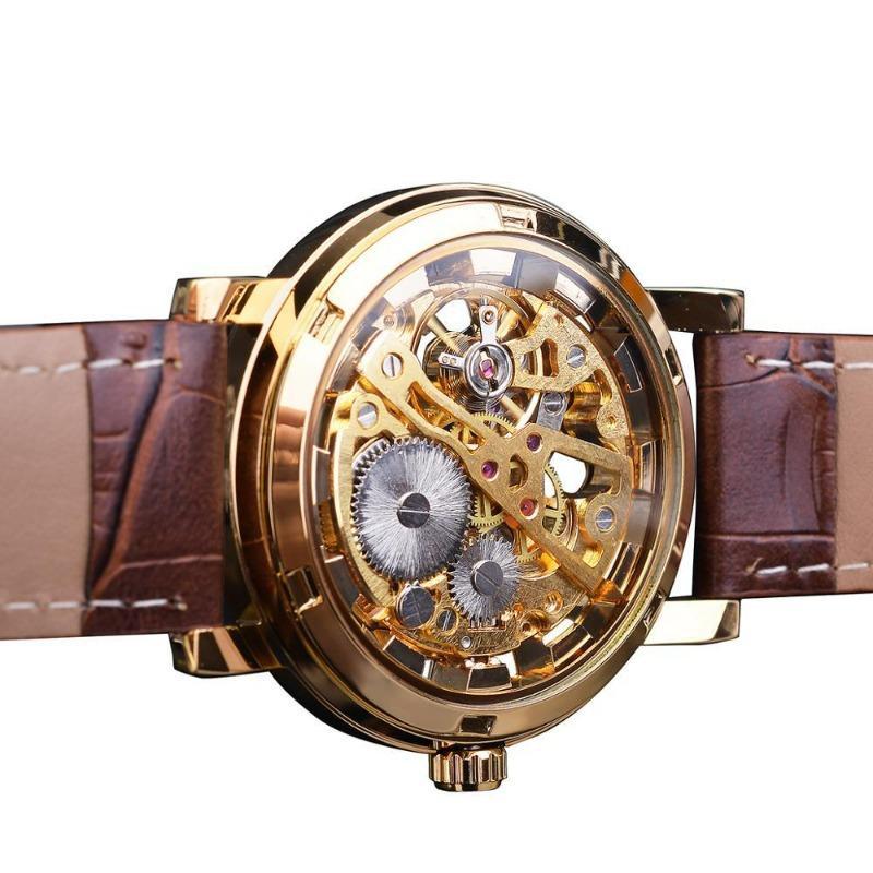 Skelett-Herrenuhr mit Kunstlederarmband
