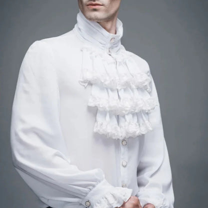 Weißes Herrenhemd mit Jabot