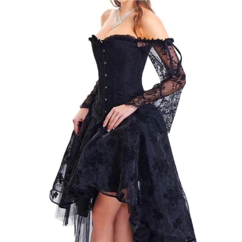 Schwarzes Steampunk-Abendkleid