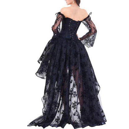 Schwarzes Steampunk-Abendkleid