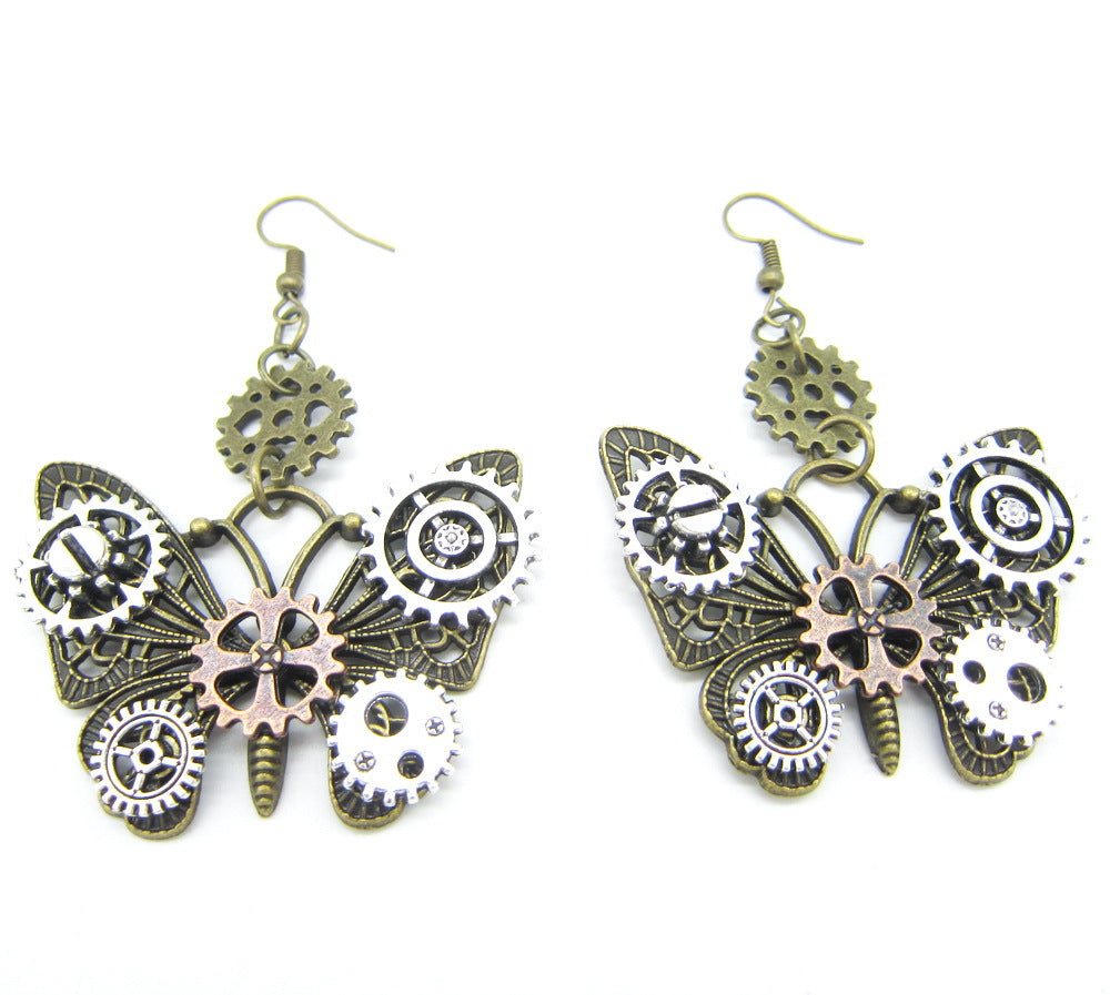 Steampunk-Schmetterlingsohrringe