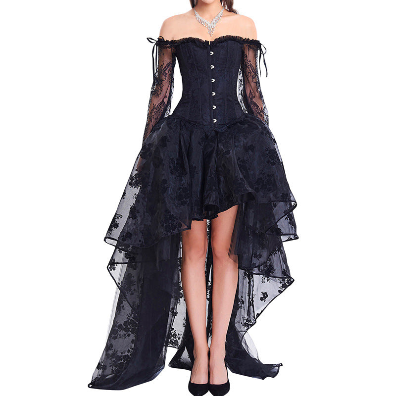Schwarzes Steampunk-Abendkleid