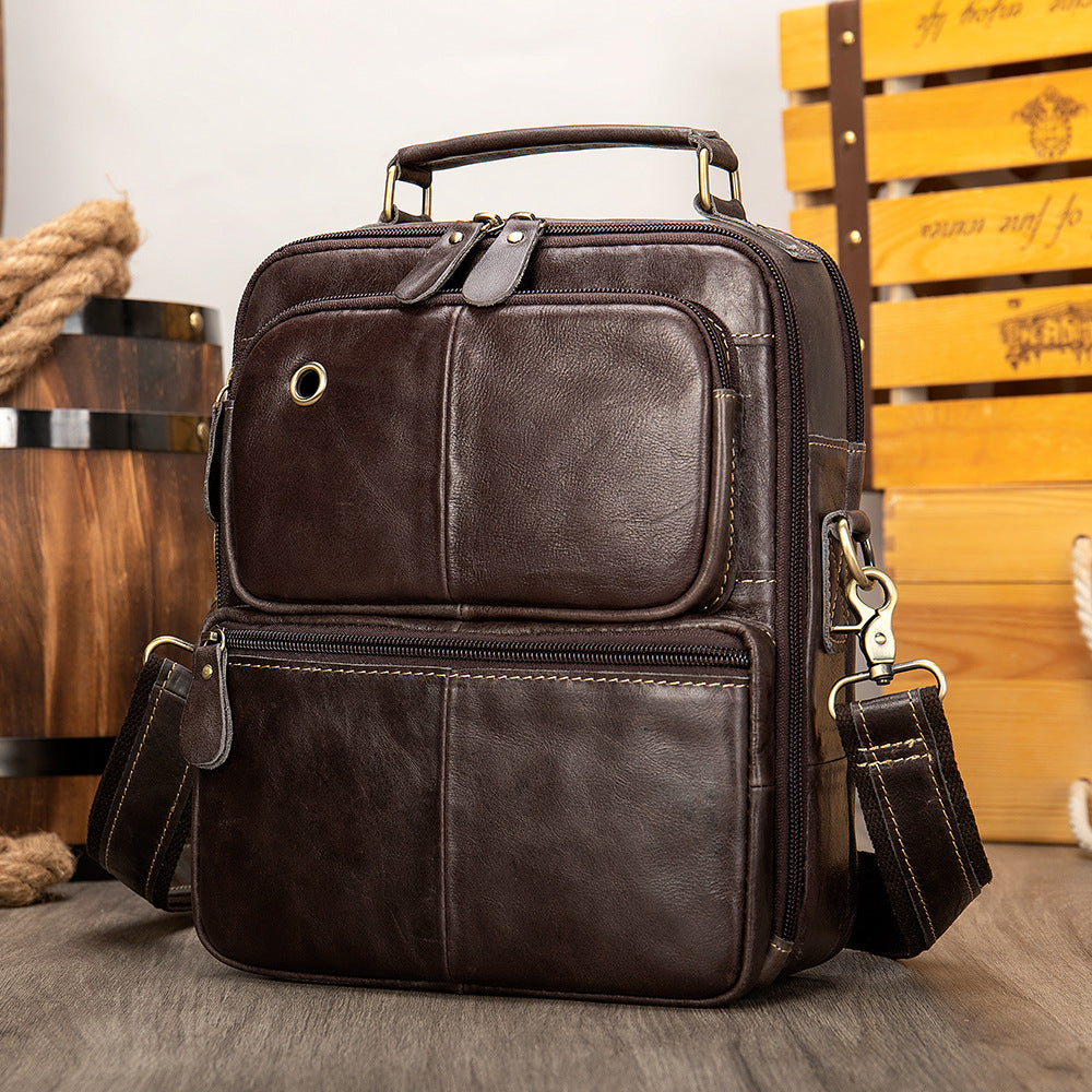 Vintage-Lederschultertasche für Herren