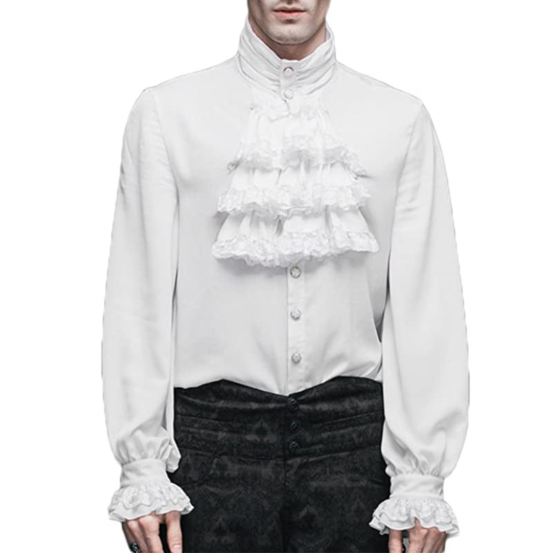 Weißes Herrenhemd mit Jabot