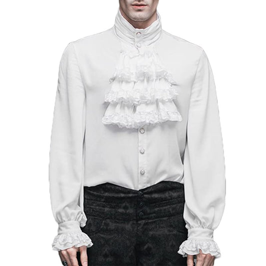 Weißes Herrenhemd mit Jabot