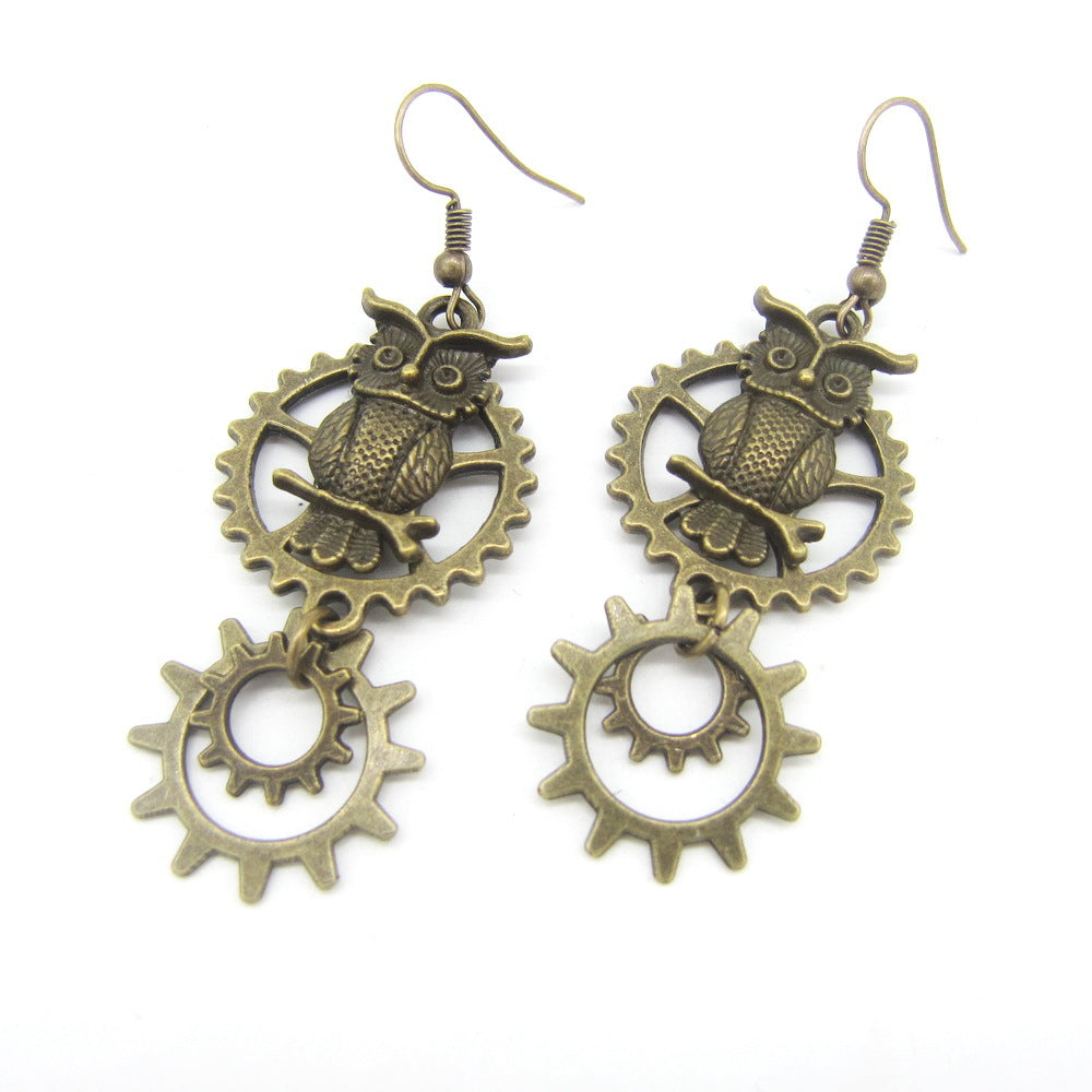 Steampunk-Eulenohrringe