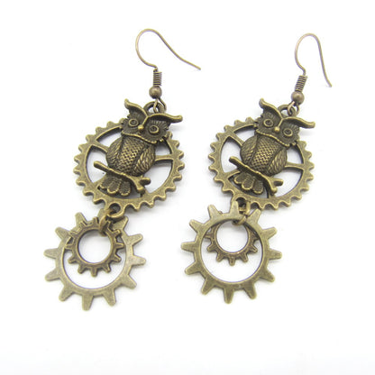 Steampunk-Eulenohrringe