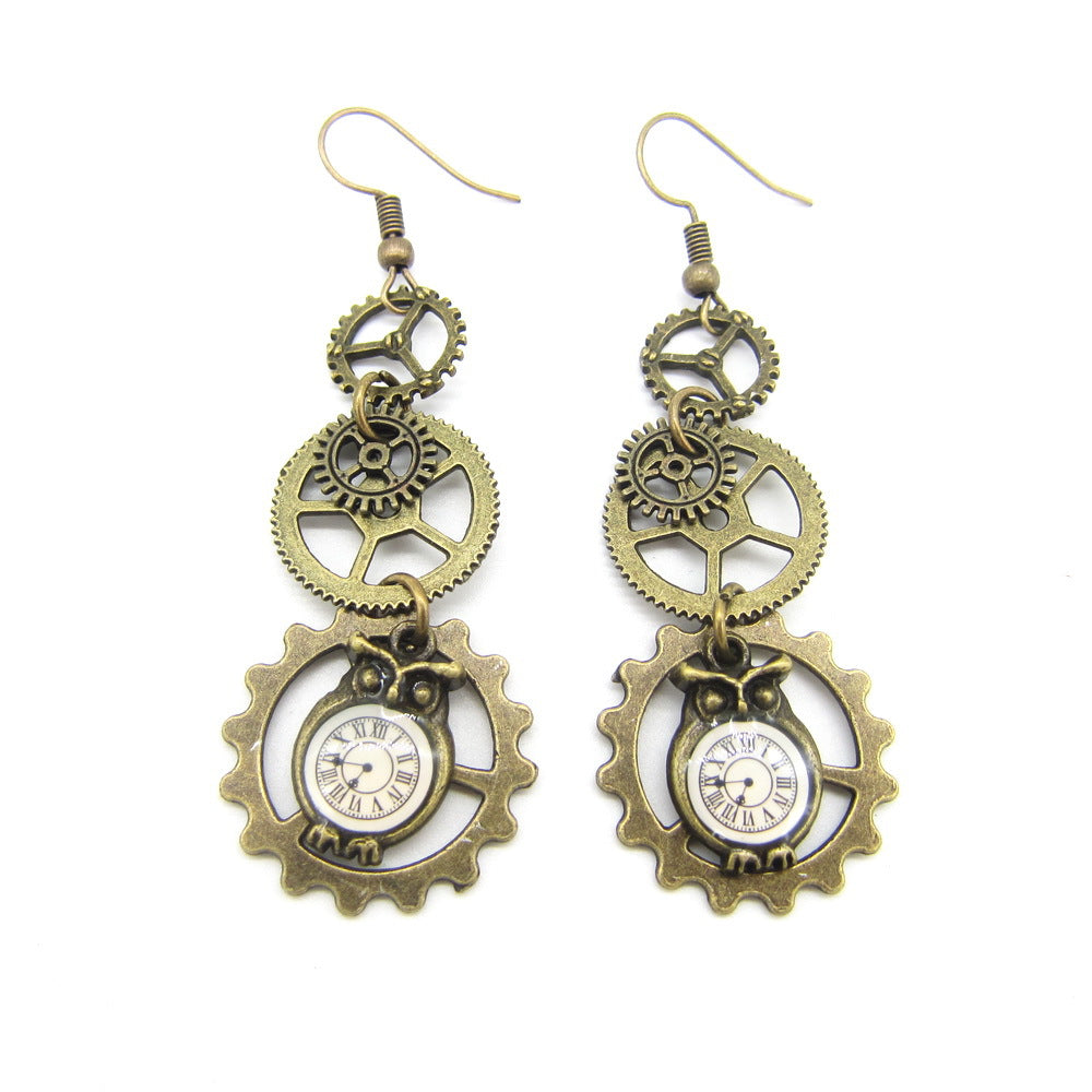 Steampunk-Eulenohrringe
