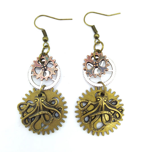 Steampunk-Oktopus-Ohrringe